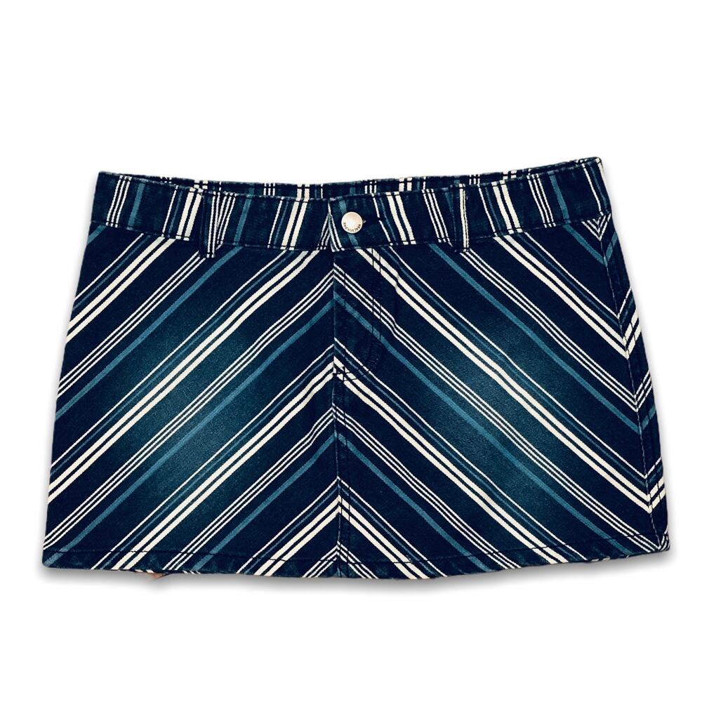 Red Hot Jean Mini Skirt Striped Blue Size 7